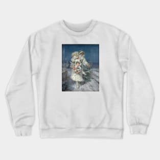 Vintage Father Christmas Angel Girl Crewneck Sweatshirt